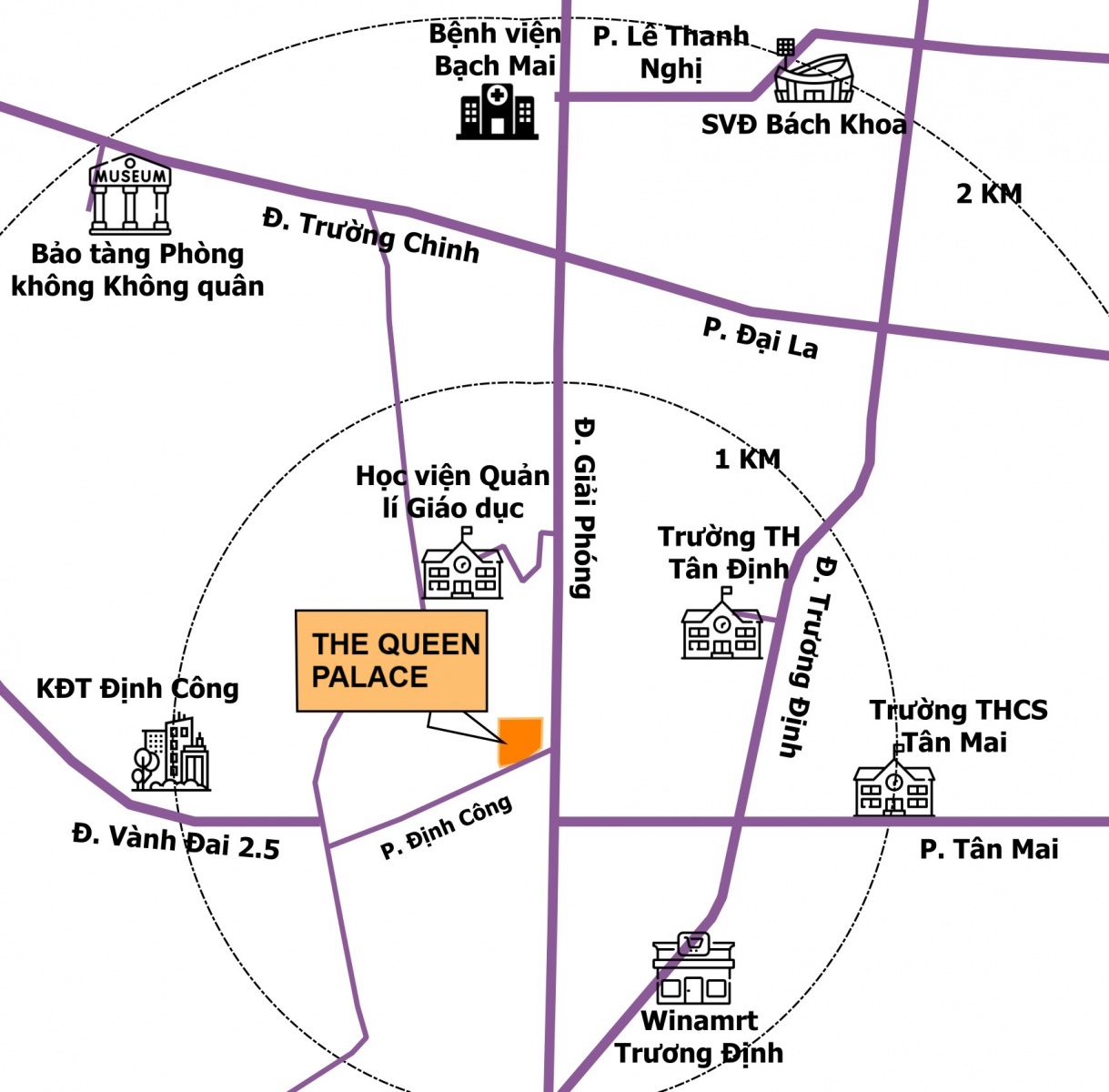 Vị trí The Queen Palace 360 Giải Phóng